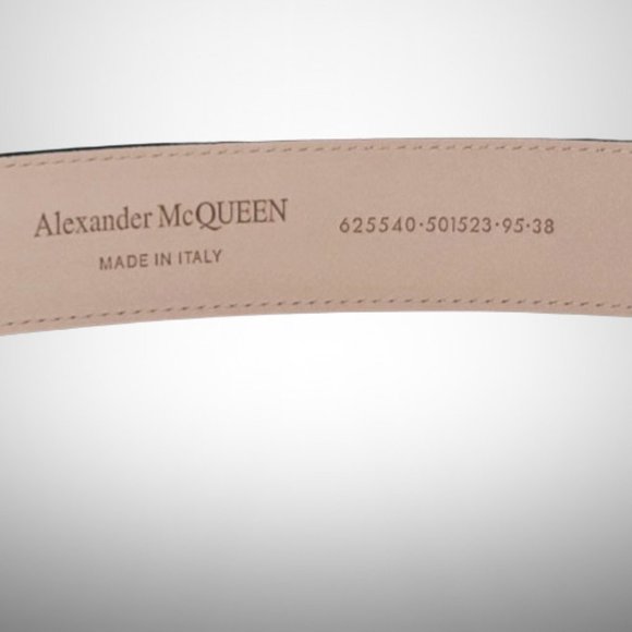 ALEXANDER MCQUEEN Men's The Gold Tone Buckle Belt in Black Calfskin Leather - Picture 7 of 8